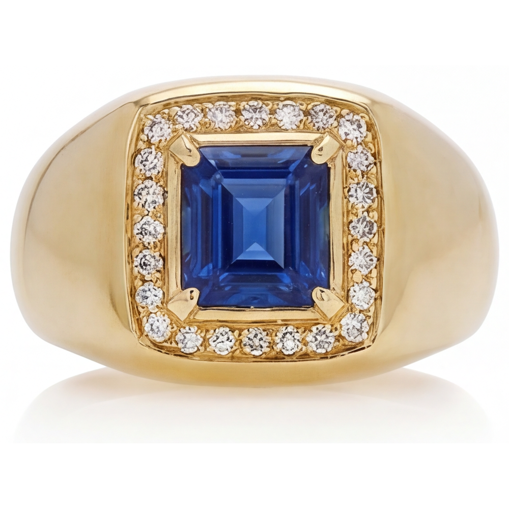 Saphir Bleu Bleuet Bague avec Gemme – vue principale