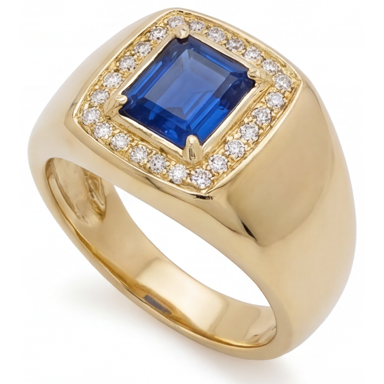 Saphir Bleu Bleuet Bague avec Gemme – vue de côté