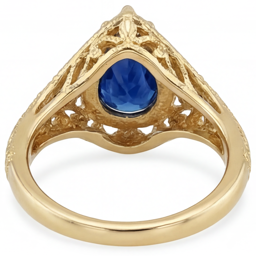 Confectionné main Saphir Bleu Bleuet Bague avec Gemme 4 carats – vue arrière
