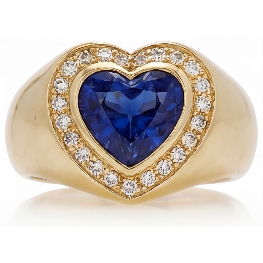 Saphir Bleu Bleuet Bague Pierre de Couleur 3,75-carats Or 14K Jaune – vue principale