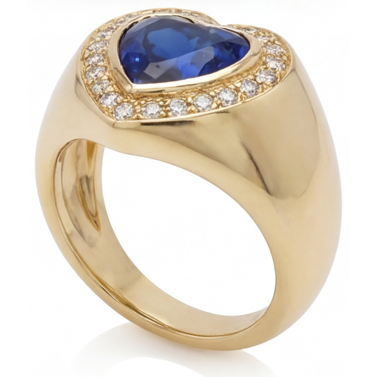 Intemporel Saphir Bleu Bleuet Bague Pierre de Couleur 3,75 carats – vue d'angle