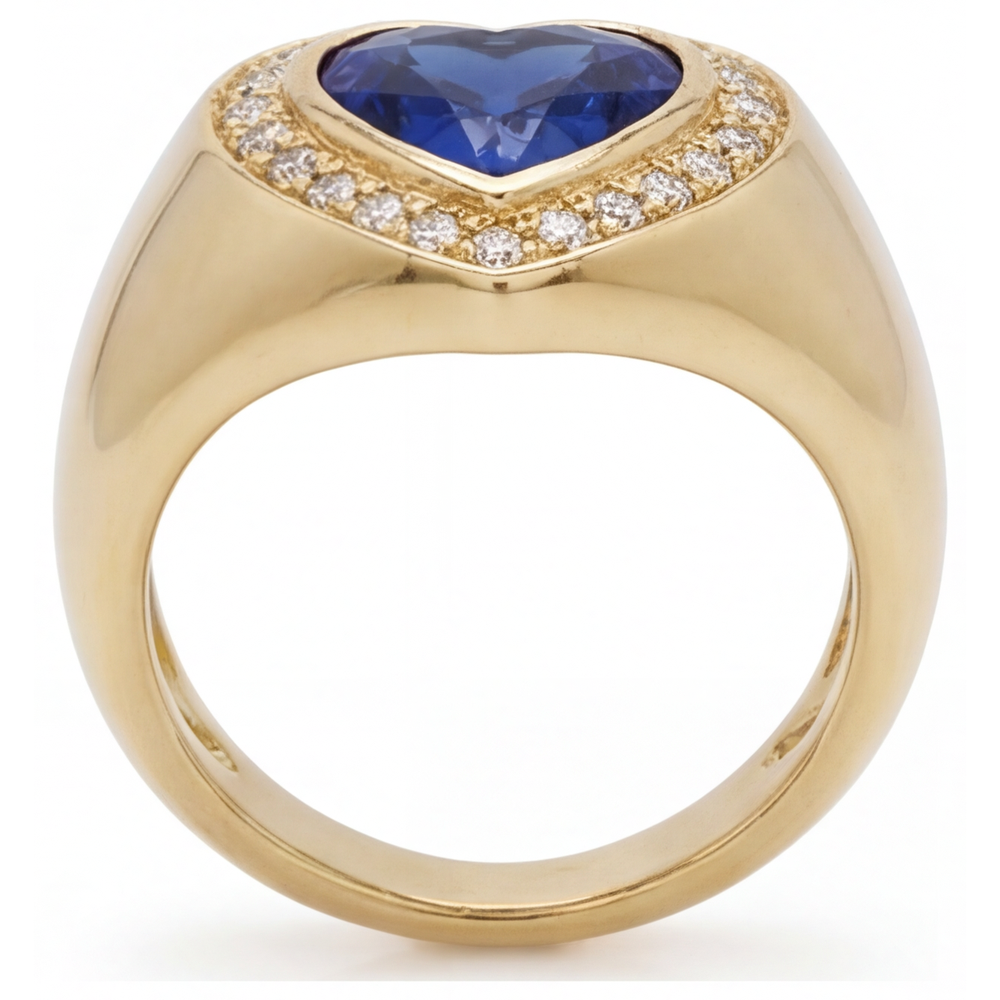 Saphir Bleu Bleuet Bague Pierre de Couleur 3,75 carats Or 14K Jaune – vue de profil