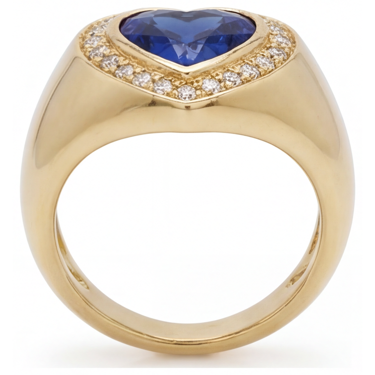 Saphir Bleu Bleuet Bague Pierre de Couleur 3,75 carats Or 14K Jaune – vue de profil
