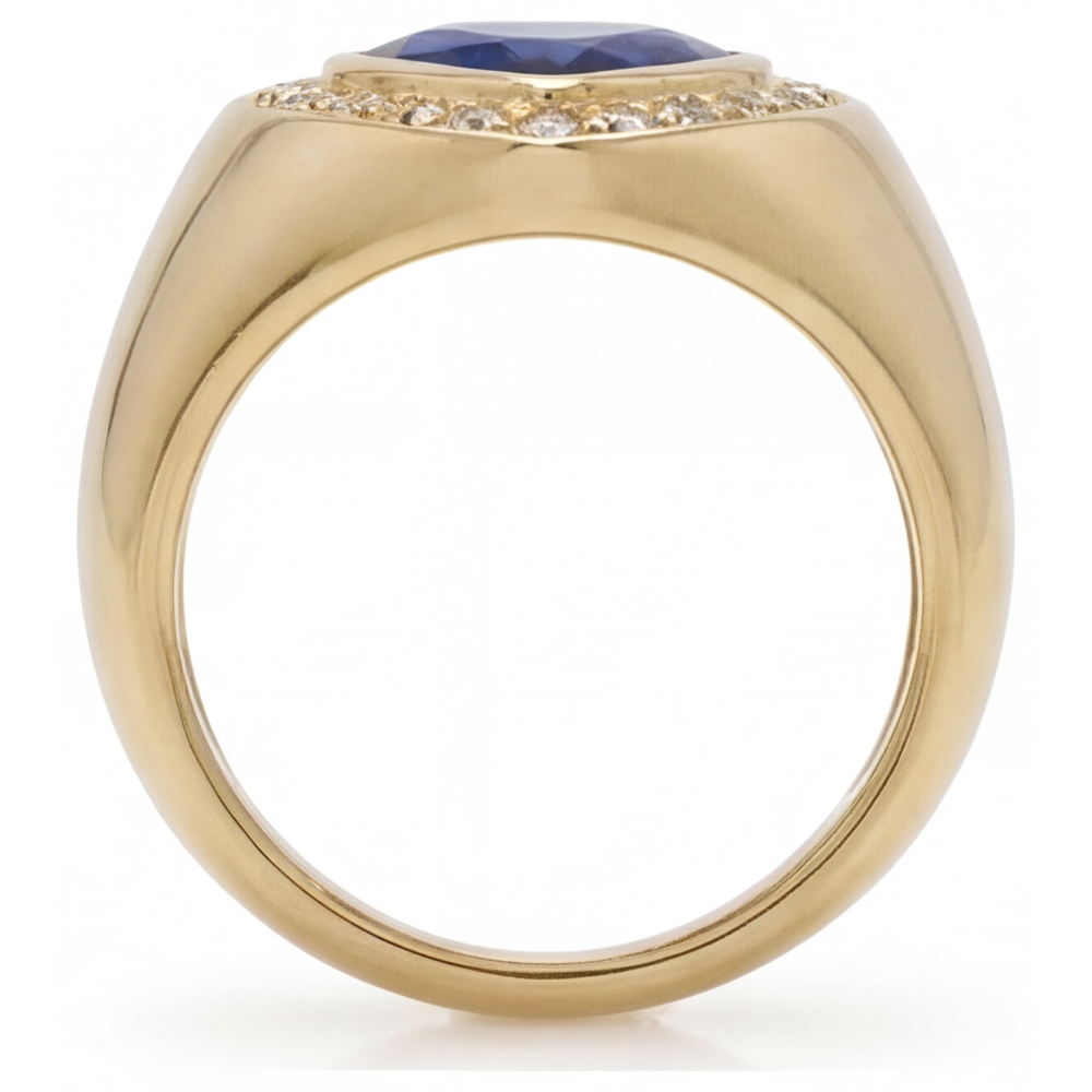 Saphir Bleu Bleuet Bague Pierre de Couleur – vue de dessus