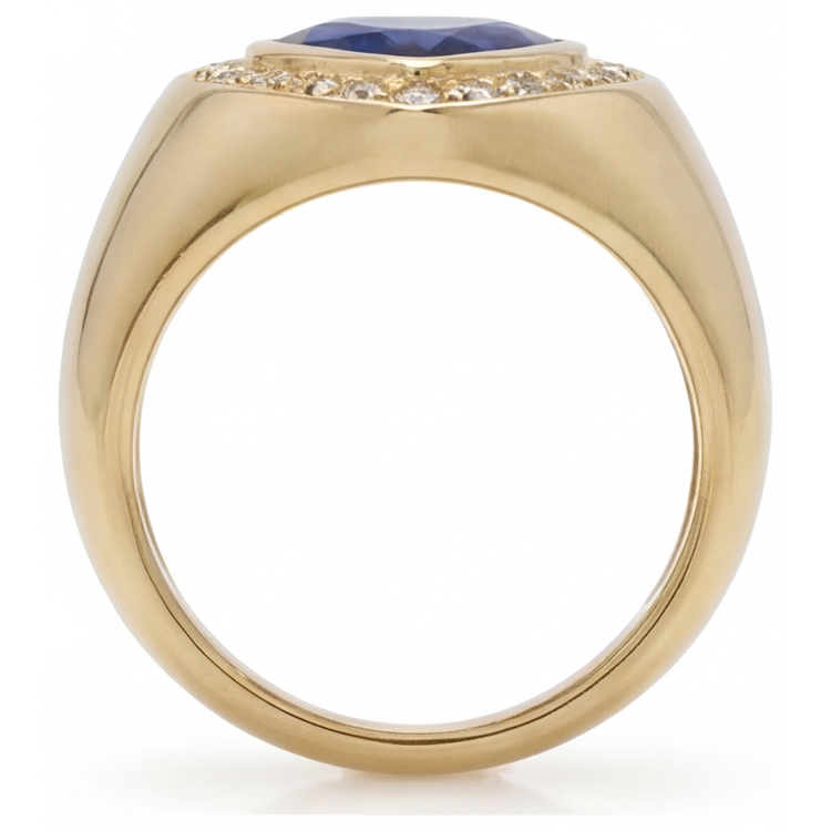 Saphir Bleu Bleuet Bague Pierre de Couleur – vue de dessus