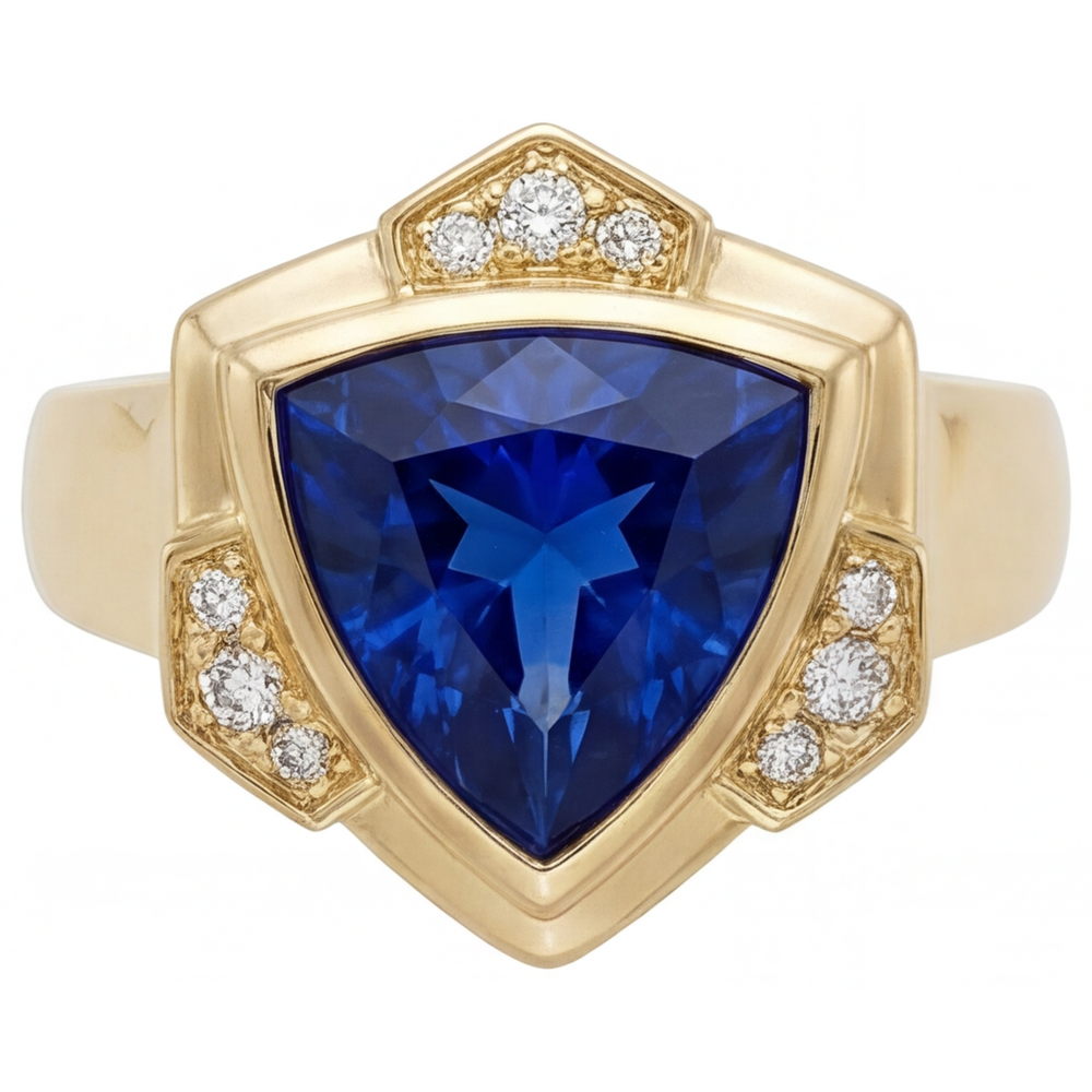 Saphir Bleu Joaillerie Fine 5,5 carats Or 14K Jaune – vue principale