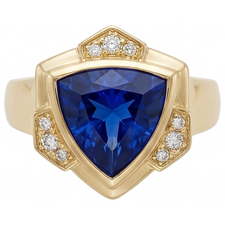 Saphir Bleu Joaillerie Fine 5,5 carats Or 14K Jaune – vue principale