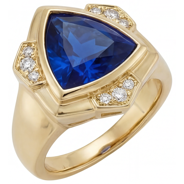 Luxueux Saphir Bleu Joaillerie Fine 5,5 carats – vue de côté