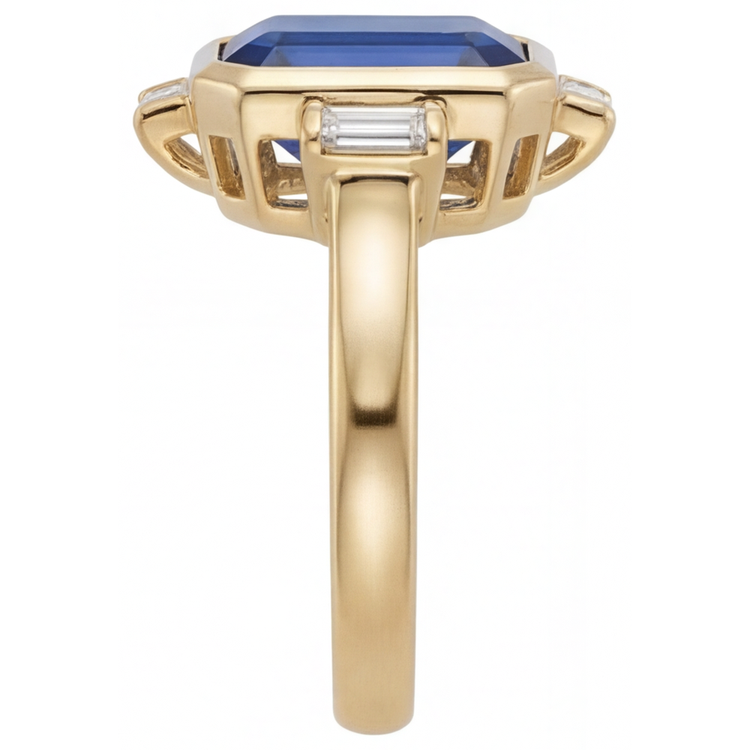 Fin Saphir Bleu Royal Bague avec Gemme 4,80 carats – vue de profil
