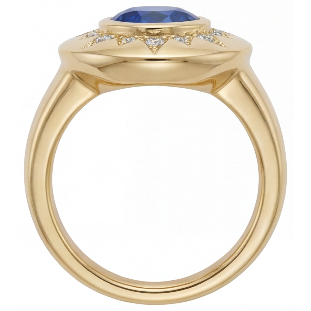 Saphir Bleu Royal Bague Pierre Précieuse – vue d'angle