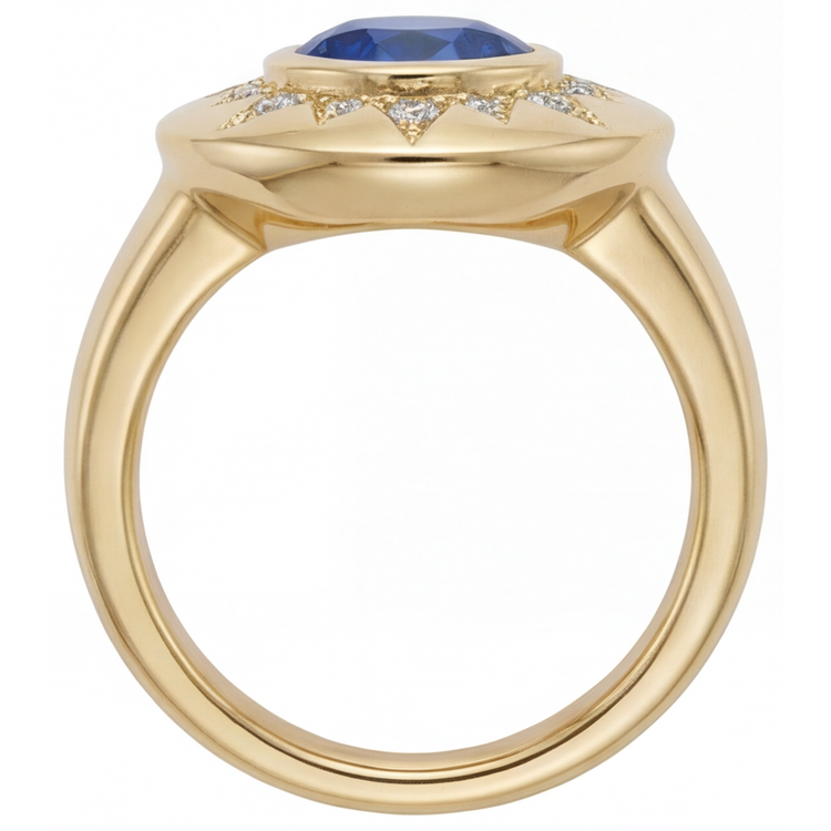 Saphir Bleu Royal Bague Pierre Précieuse – vue d'angle