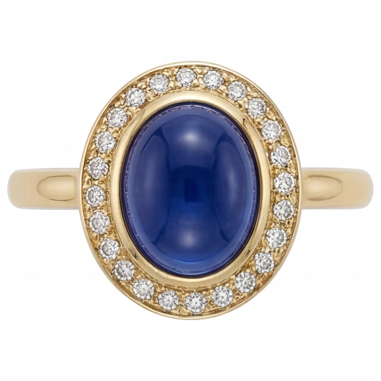 Saphir Bleu Royal Bague Pierre Précieuse 3,75-carats Or 14K Jaune – vue de face