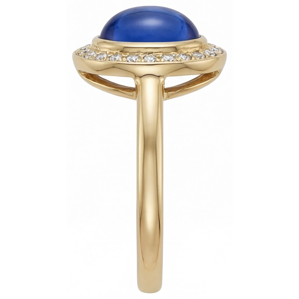 Saphir Bleu Royal Bague Pierre Précieuse 3,75 carats Or 14K Jaune – vue d'angle