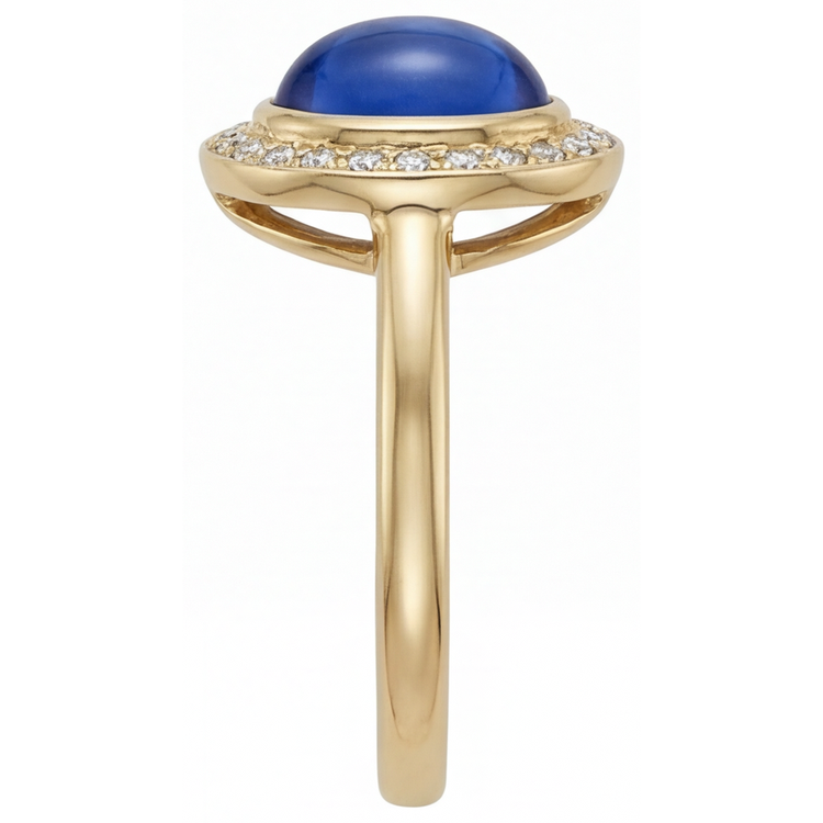 Saphir Bleu Royal Bague Pierre Précieuse 3,75 carats Or 14K Jaune – vue d'angle