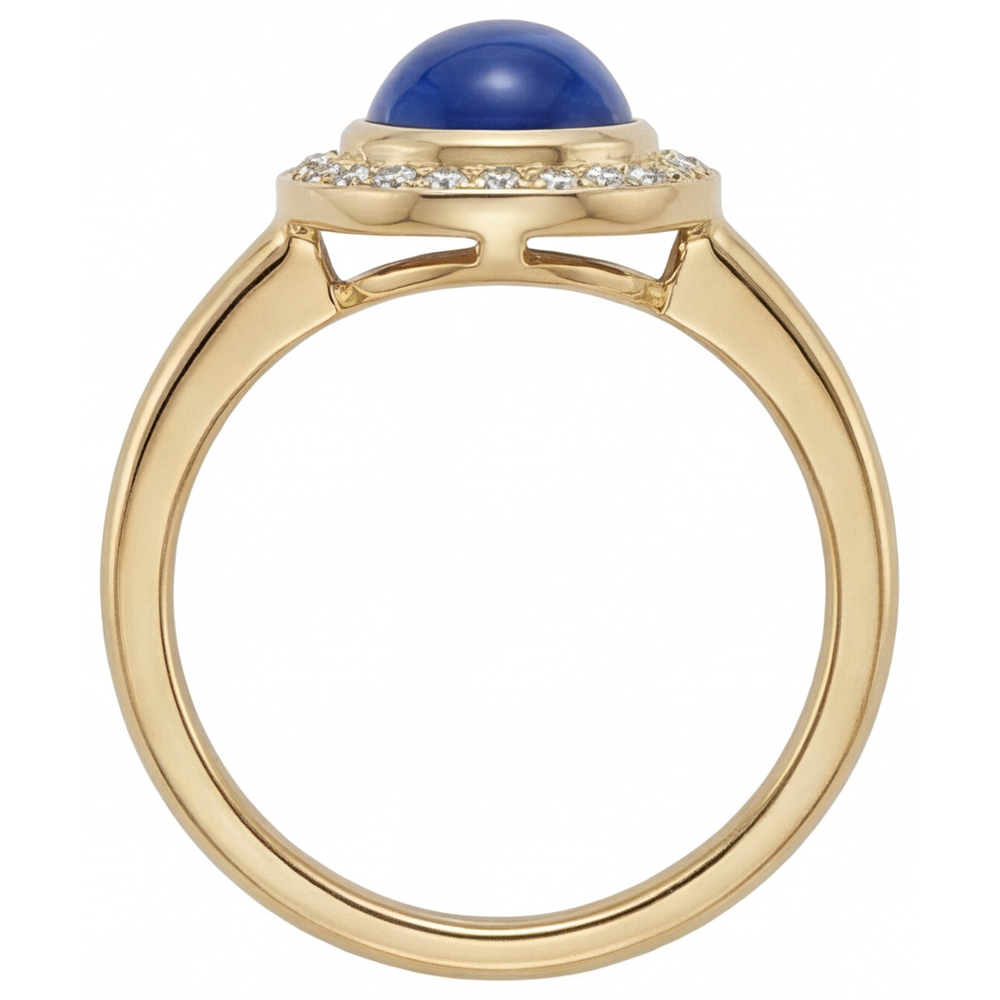 Bague Pierre Précieuse Or 14K Jaune avec Saphir Bleu Royal – vue de profil