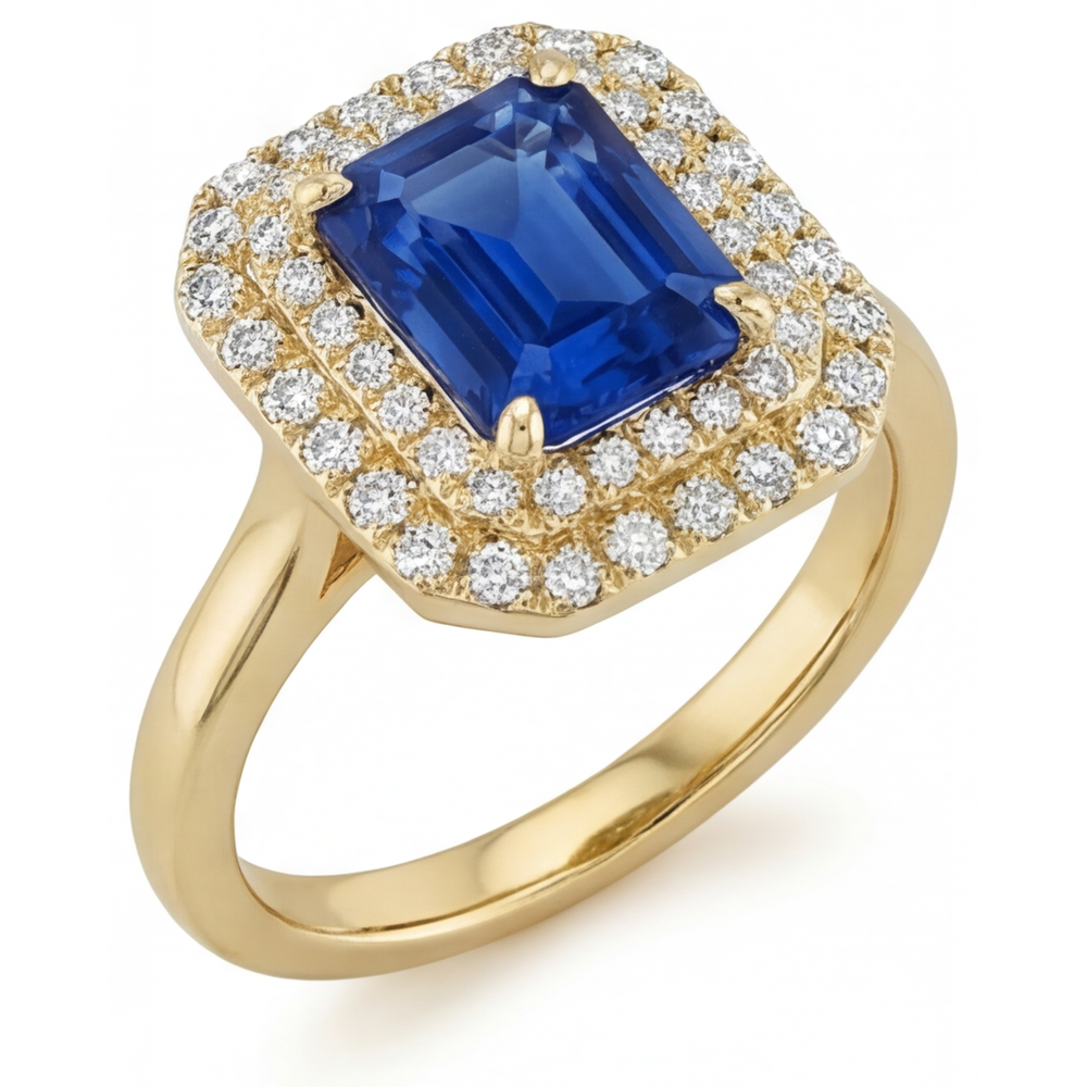 Fin Saphir Bleu Royal Bague Pierre Précieuse 4 carats – vue de côté