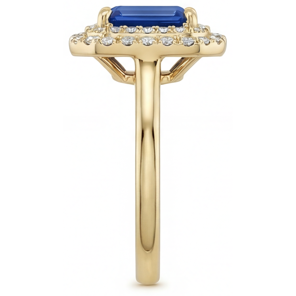 Fin Saphir Bleu Royal Bague Pierre Précieuse 4 carats – vue d'angle
