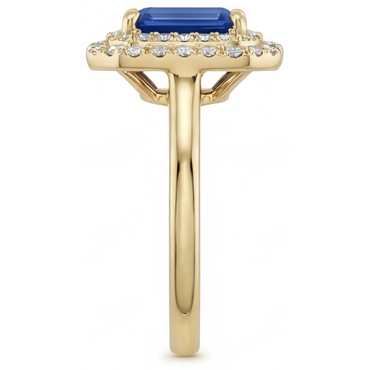 Fin Saphir Bleu Royal Bague Pierre Précieuse 4 carats – vue d'angle