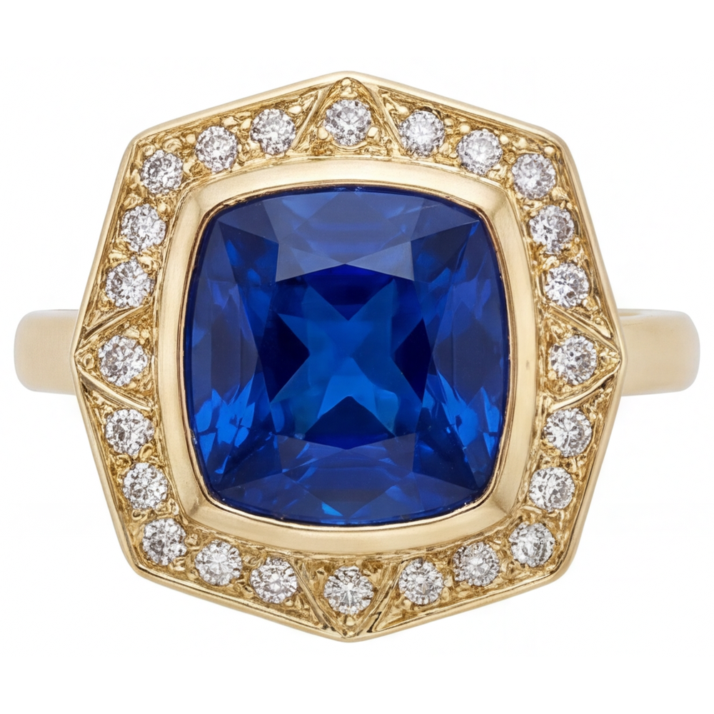Étincelant Saphir Bleu Royal Bague Pierre Précieuse 5,75 carats – vue principale