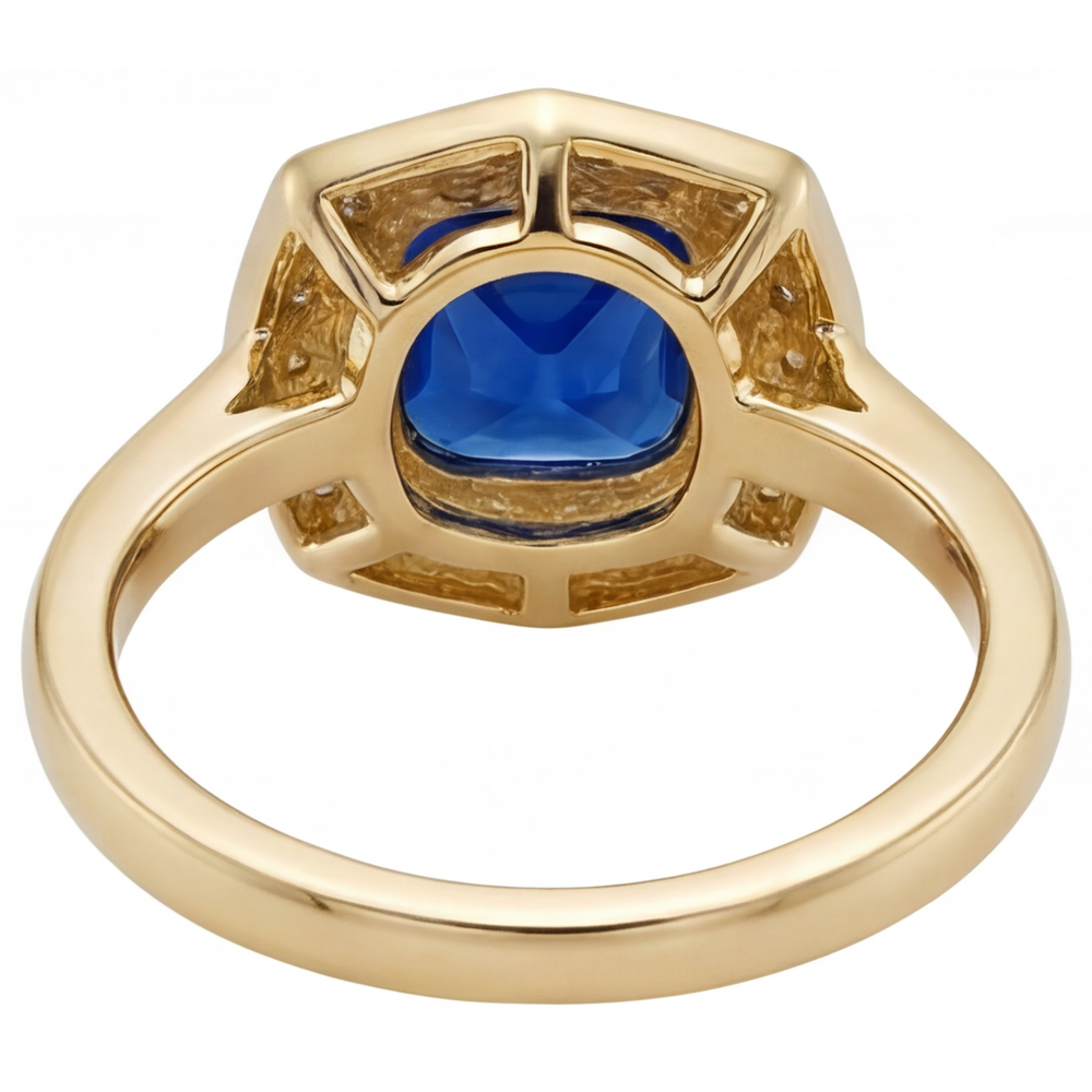 Saphir Bleu Royal Bague Pierre Précieuse – vue de profil