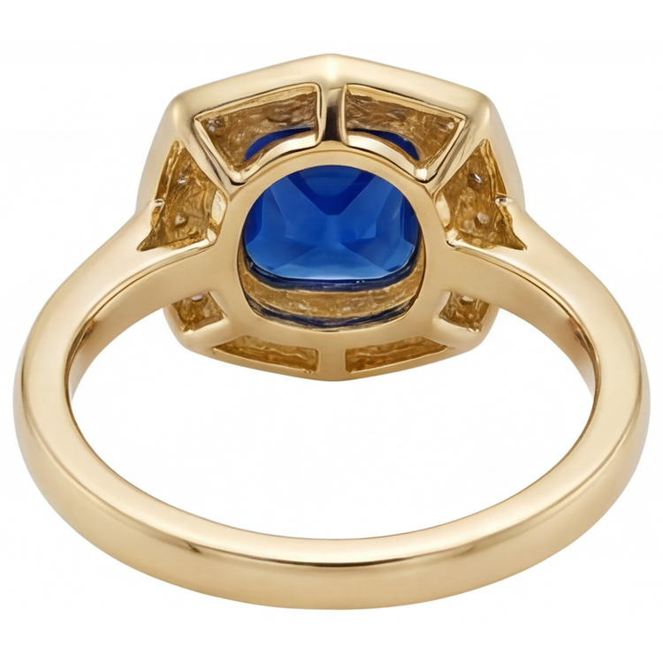 Saphir Bleu Royal Bague Pierre Précieuse – vue de profil