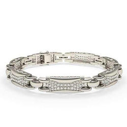 Homme Pavé Brillant Bracelet Chaîne 6 carats – Or Blanc 14 Carats