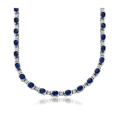 Collier Or Blanc 14 Carats avec Saphir Bleu Bleuet – vue principale