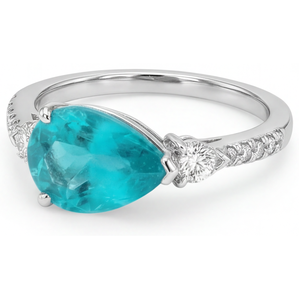 Tourmaline Paraiba Bague avec Gemme – vue de face