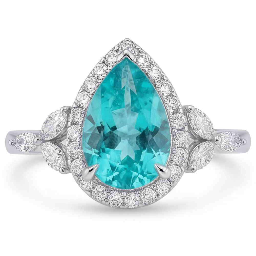 Tourmaline Paraiba Bague avec Gemme – vue de face