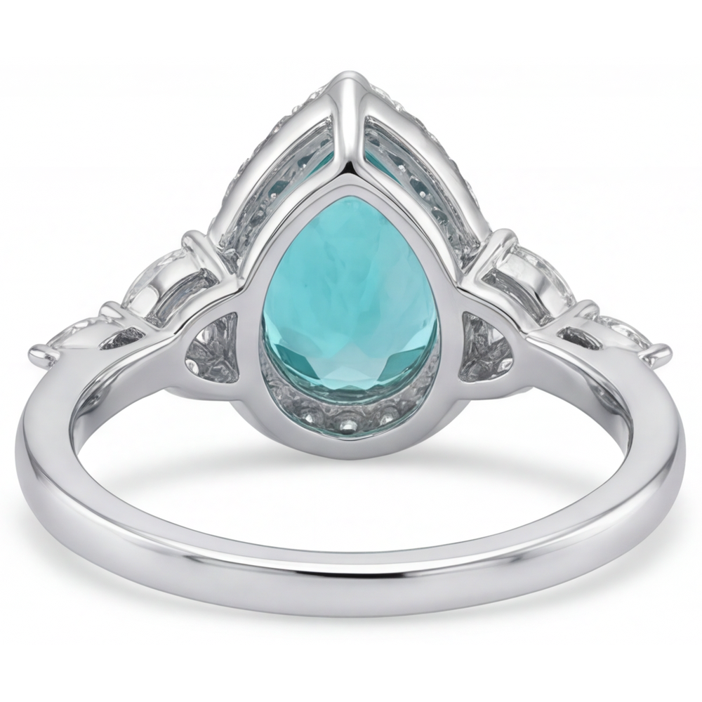 Tourmaline Paraiba Bague avec Gemme 2,25-carats Or Blanc 14 Carats – vue de dessus