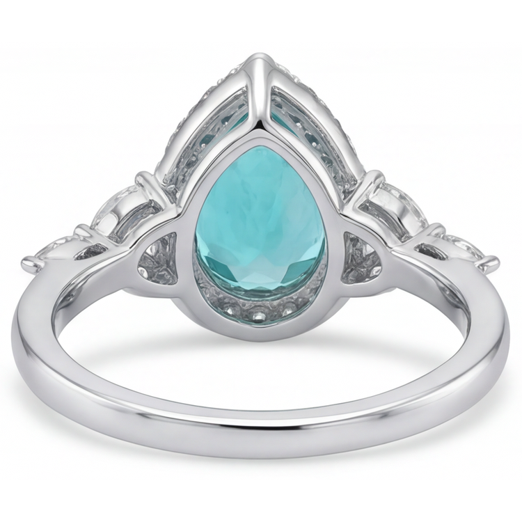 Tourmaline Paraiba Bague avec Gemme 2,25-carats Or Blanc 14 Carats – vue de dessus