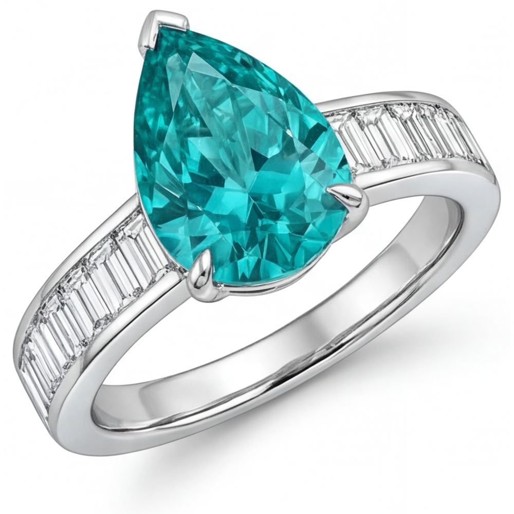 Tourmaline Paraiba Bague avec Gemme 2,50-carats Or Blanc 14 Carats – vue principale