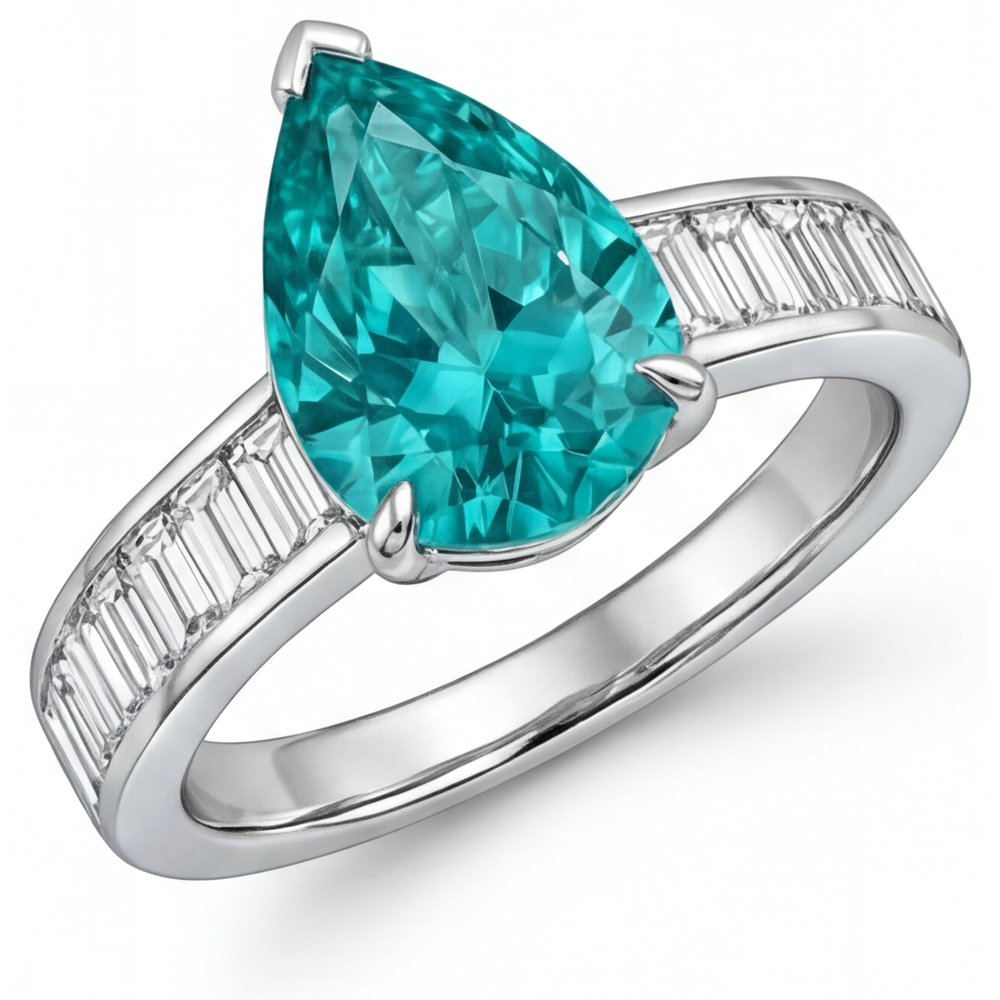 Tourmaline Paraiba Bague avec Gemme 2,50-carats Or Blanc 14 Carats – vue d'angle