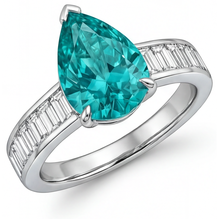 Tourmaline Paraiba Bague avec Gemme 2,50-carats Or Blanc 14 Carats – vue d'angle