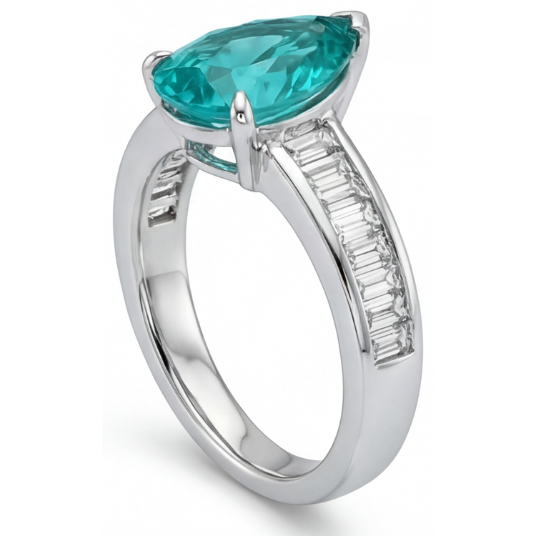 Tourmaline Paraiba Bague avec Gemme 2,50-carats Or Blanc 14 Carats – vue de profil