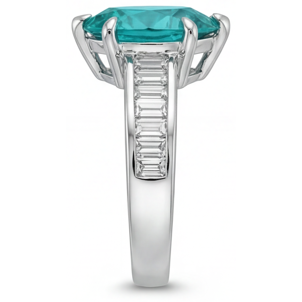 Tourmaline Paraiba Bague avec Gemme 2,50 carats Or Blanc 14 Carats – vue de dessus