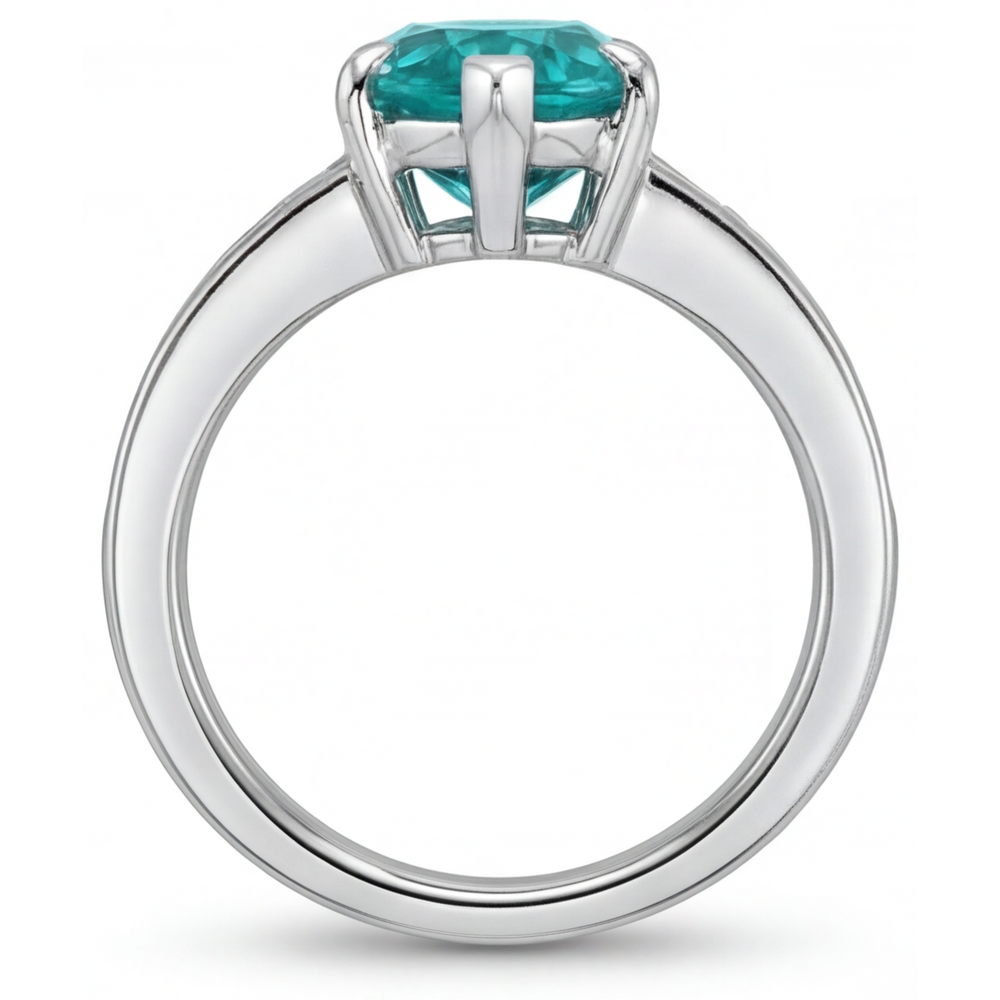 Tourmaline Paraiba Bague avec Gemme 2,50-carats Or Blanc 14 Carats – vue arrière