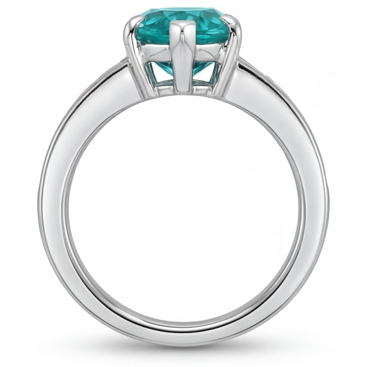 Tourmaline Paraiba Bague avec Gemme 2,50-carats Or Blanc 14 Carats – vue arrière