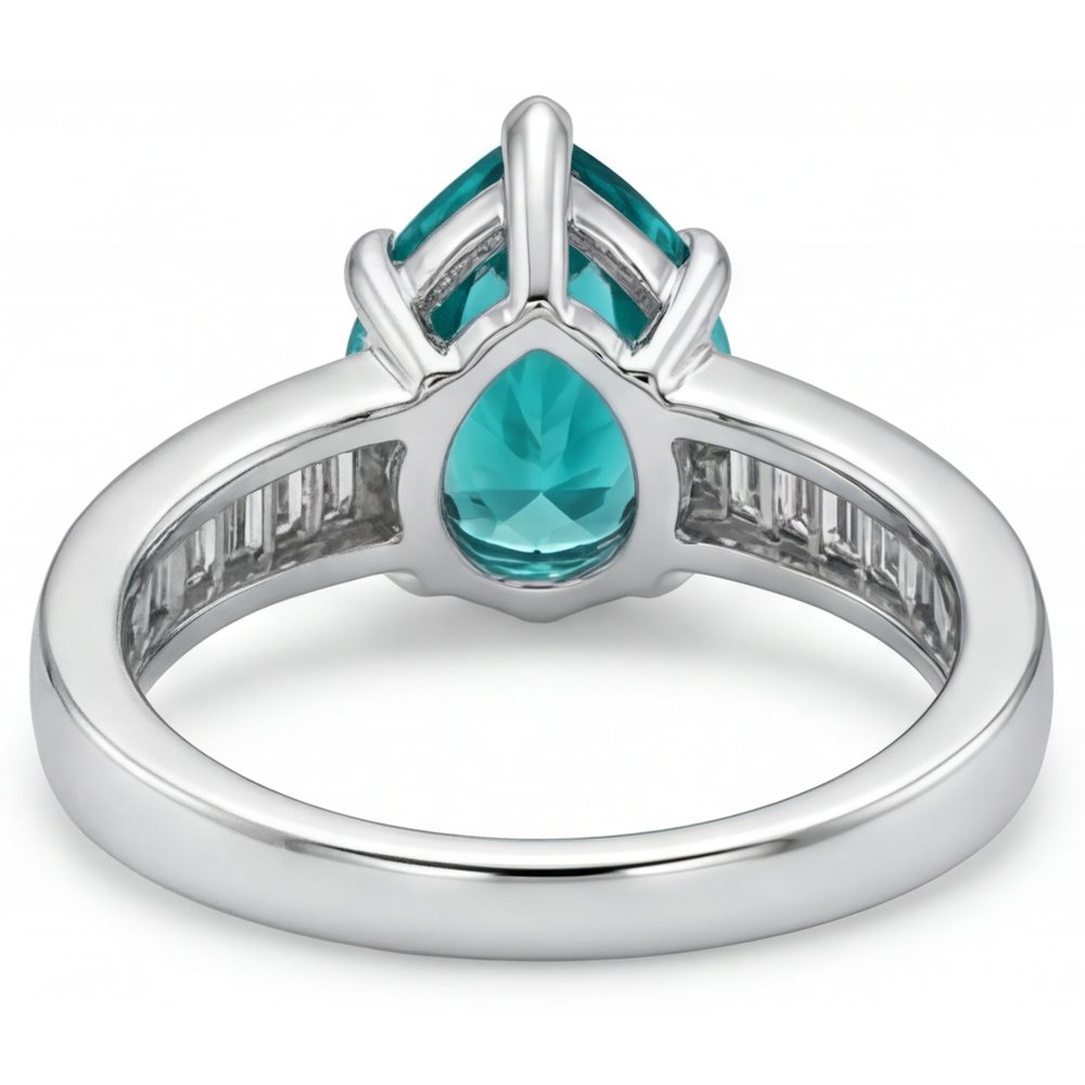 Tourmaline Paraiba Bague avec Gemme 2,50 carats Or Blanc 14 Carats – vue détaillée
