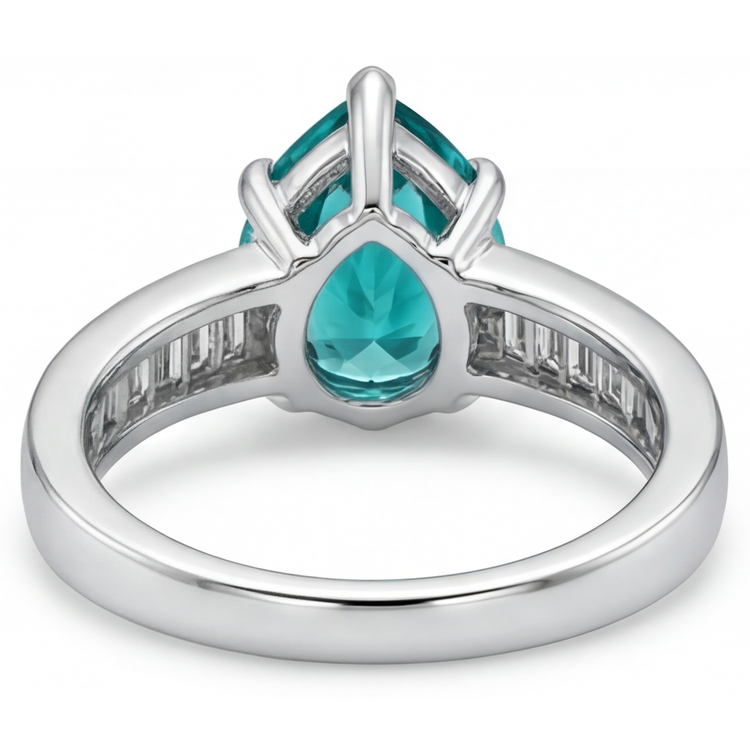 Tourmaline Paraiba Bague avec Gemme 2,50 carats Or Blanc 14 Carats – vue détaillée