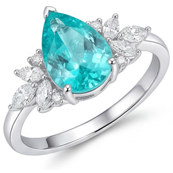 Taille Poire Tourmaline Paraiba Bague avec Gemme – 3 carats en