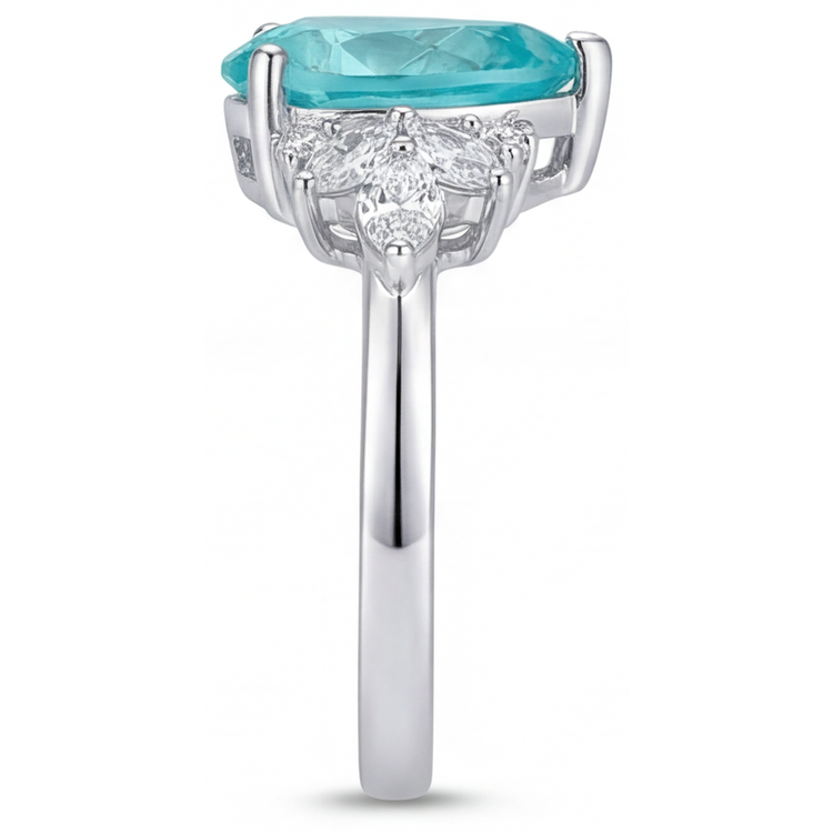 Taille Poire Tourmaline Paraiba bague en Or 14K Blanc – vue d'angle