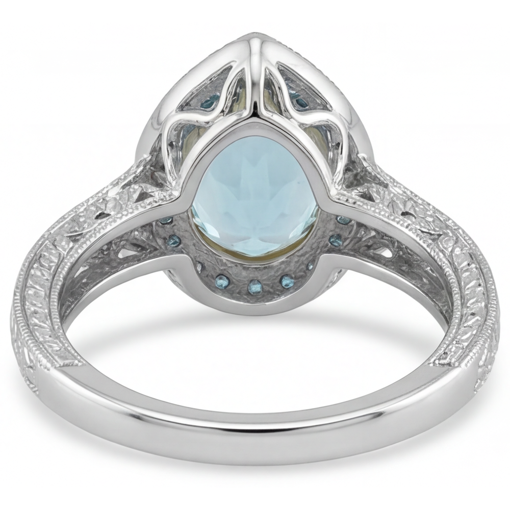 Tourmaline Paraiba Bague de Fiançailles Halo – vue de profil