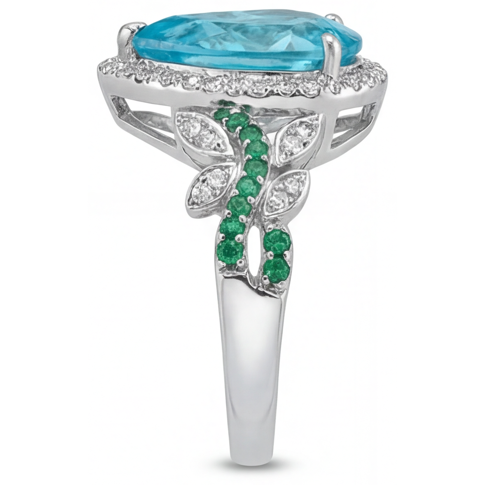 Tourmaline Paraiba Bague de Fiançailles Halo – vue arrière