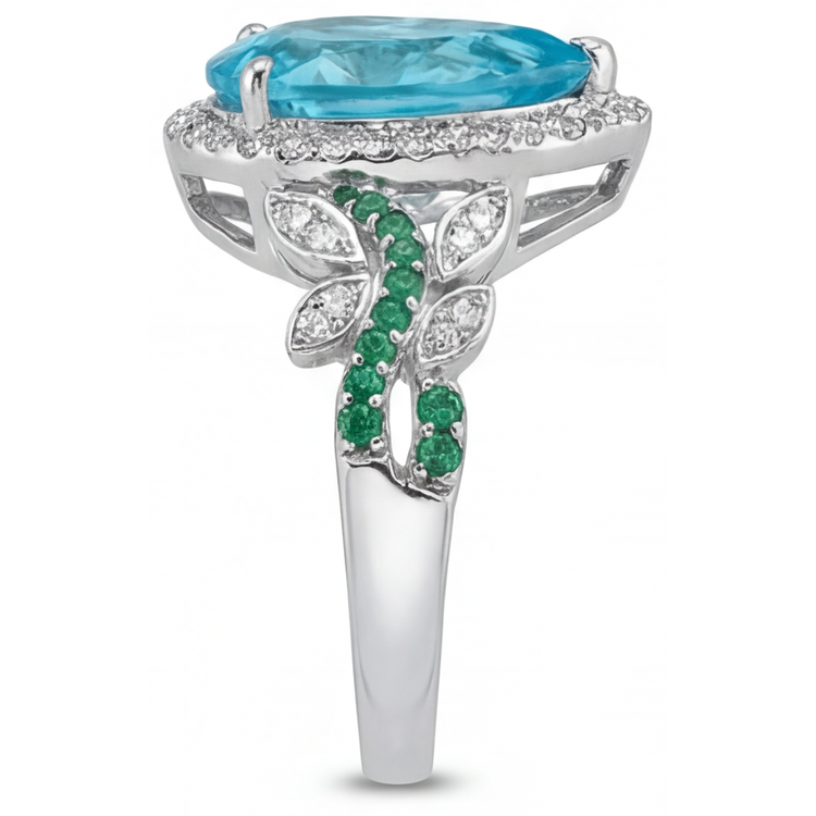 Tourmaline Paraiba Bague de Fiançailles Halo – vue détaillée