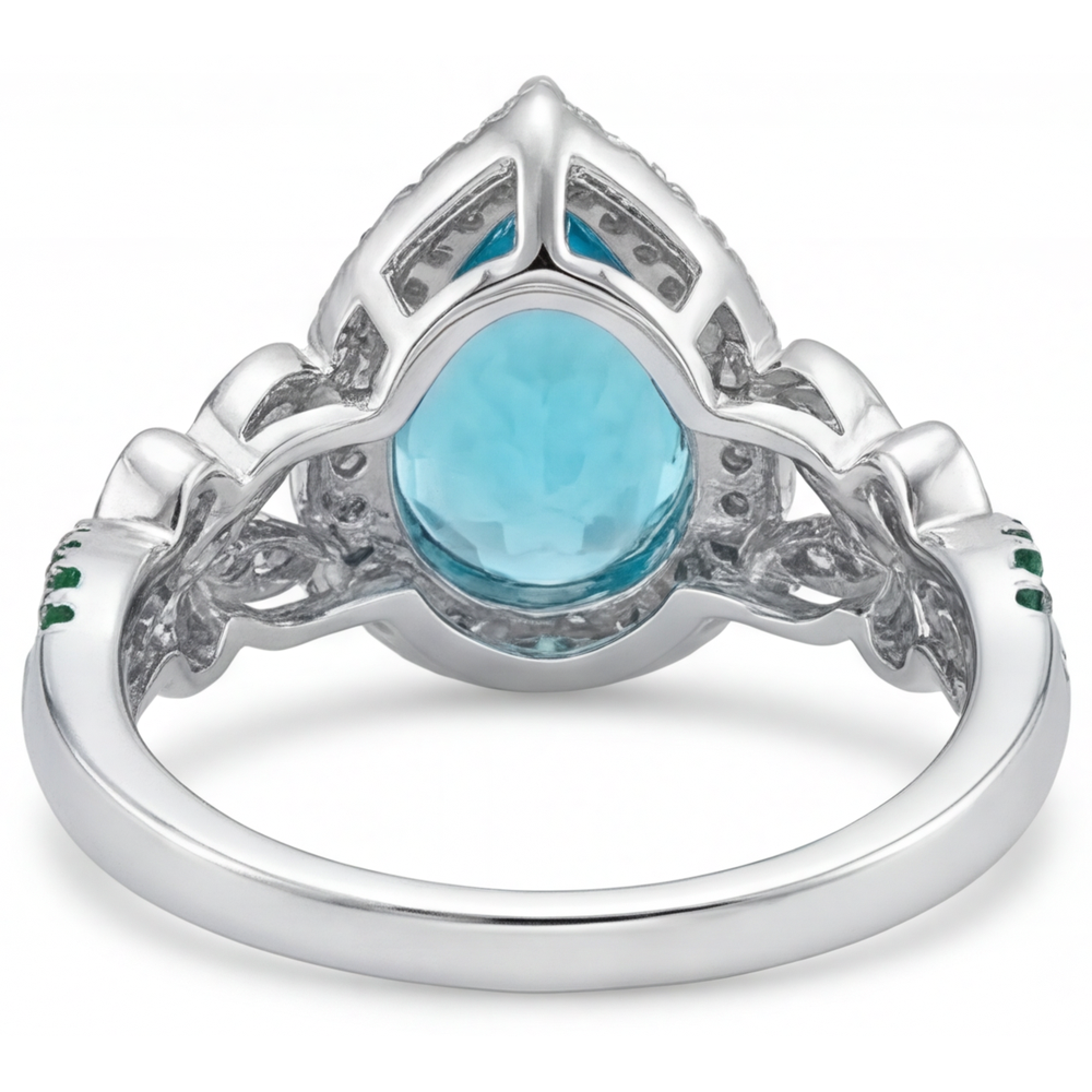 Tourmaline Paraiba Bague de Fiançailles Halo 5,75 carats Or Blanc 14 Carats – vue alternative