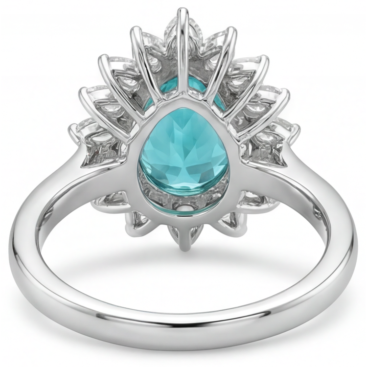 Bague de Fiançailles Halo Or Blanc 14 Carats avec Tourmaline Paraiba – vue de dessus