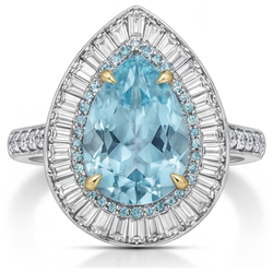 Tourmaline Paraiba Pureté VVS Bague Halo 7 carats en Or Bicolore