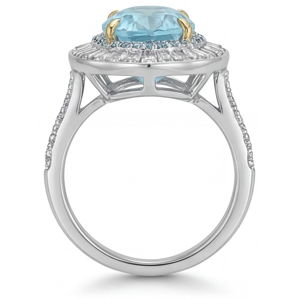 Tourmaline Paraiba Bague Halo – vue de dessus