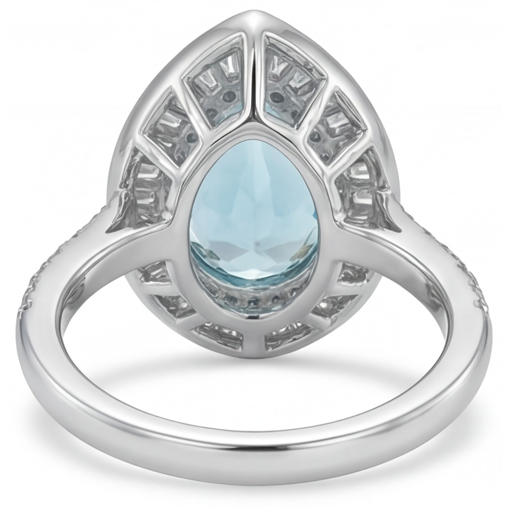 Taille Poire Tourmaline Paraiba bague en Or Bicolore 14 Carats – vue arrière